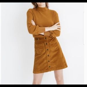 Madewell gold corduroy a line skirt size 6